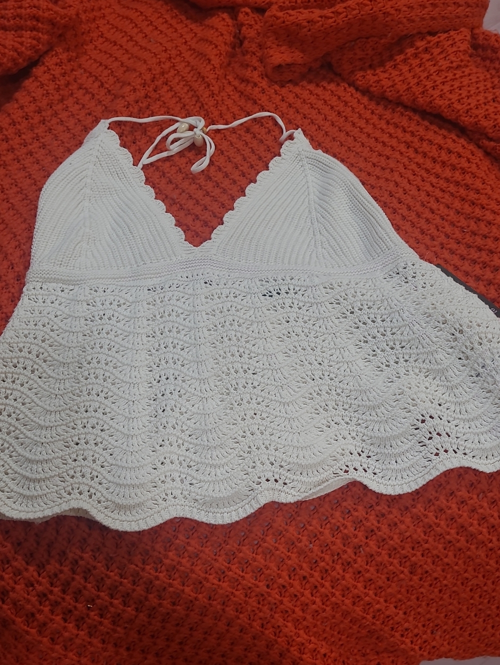 wild fable White Crochet Halter Camisole